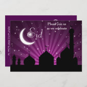 Moscheen-Silhouette-lila NachtParty Einladung (Vorne/Hinten)
