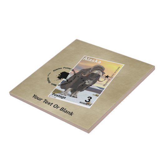 Moschusochse - Alaska Briefmarke Fliese (Seite)