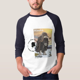 Moschusochsen-Briefmarkensouvenir T-Shirt