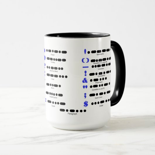 Mose Code-Interpunktions-Diagramm-Tasse Tasse (VorderseiteRechts)