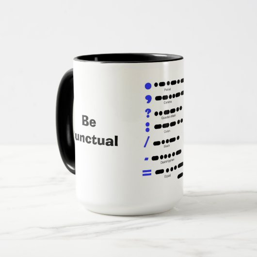 Mose Code-Interpunktions-Diagramm-Tasse Tasse (Vorderseite Links)