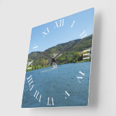 Mosel bei Andel Quadratische Wanduhr (Winkel)