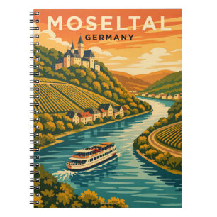 Mosel Deutschland Sonnenuntergang Vintage Reise Ku Notizblock