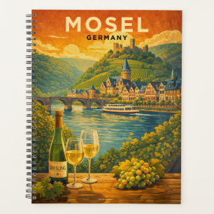 Mosel Fluss Deutschland Vintage Reise Kunst Planer