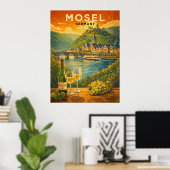 Mosel Fluss Deutschland Vintage Reise Poster (Heimbüro)