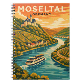 Mosel Germany Sunset Vintage Travel Art Notizblock