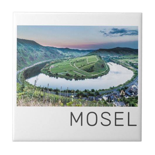 Moselle Calmont Loop Bremm Sunset River Souvenir Fliese (Vorderseite)