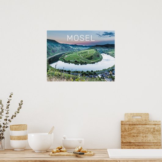 Moselle Calmont Loop Bremm Sunset River Souvenir Poster (Küche)