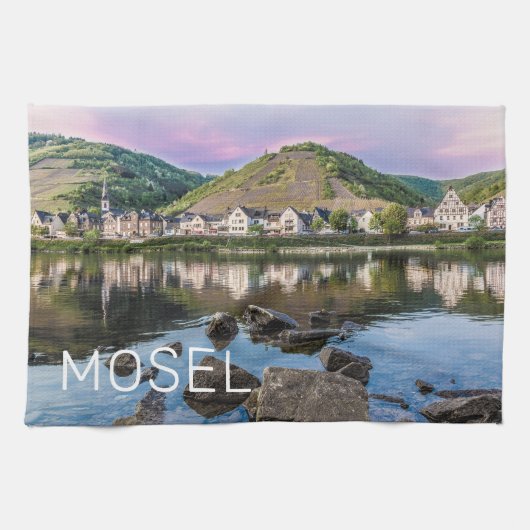 Moselle Ediger Eller Sunset River Cochem Souvenir Geschirrtuch (Horizontal)