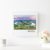 Moselle Loop Sunset Kroev Panorama Deutschland Quadratische Wanduhr (Zuhause)