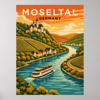Moseltal Deutschland Vintage Reise Poster