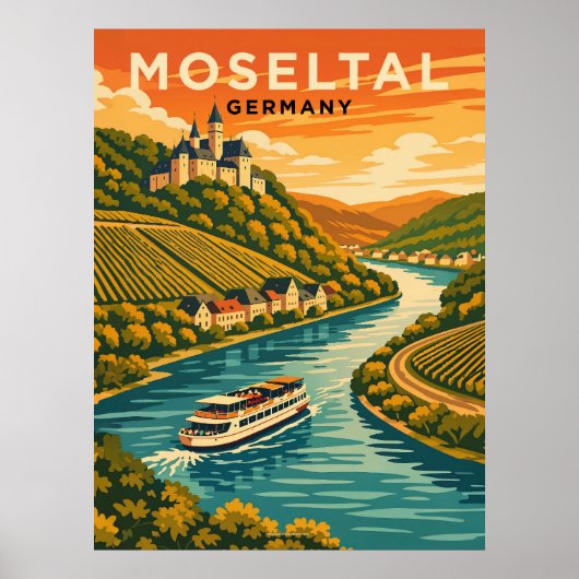 Moseltal Germany Vintage Travel  Poster (Vorne)