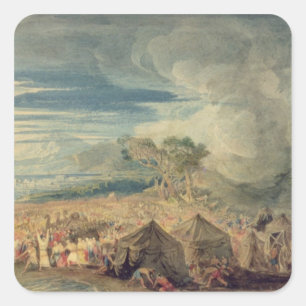 Moses, der das Wasser des Roten Meers teilt Quadratischer Aufkleber