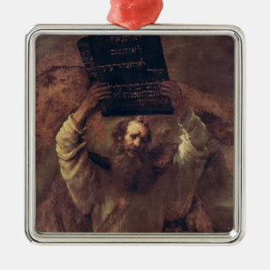 Moses, der die Tabletten des Gesetzes, 1659 Ornament Aus Metall