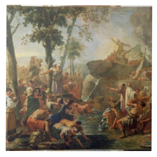 Moses, der Wasser vom Felsen (Öl, zeichnet auf Fliese (Vorderseite)