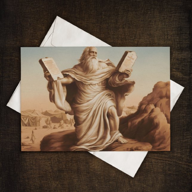 Moses mit den Tabellen des Gesetzes Grußkarte (Von Creator hochgeladen)