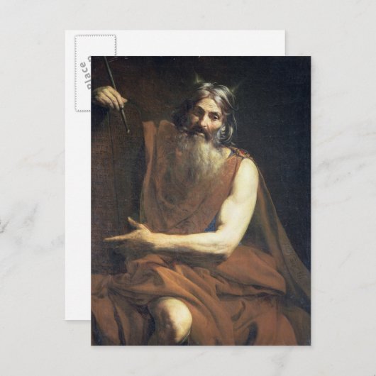Moses mit den Tabletten des Gesetzes, c.1627-32 Postkarte (Vorne/Hinten)