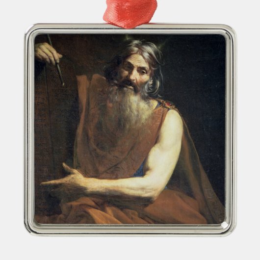 Moses mit den Tabletten des Gesetzes, c.1627-32 Silbernes Ornament (Vorne)