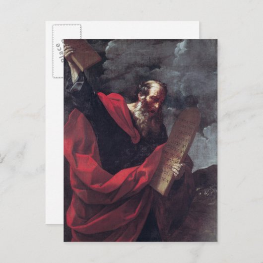 Moses mit den Tabletten des Gesetzes Postkarte (Vorne/Hinten)