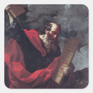 Moses mit den Tabletten des Gesetzes Quadratischer Aufkleber