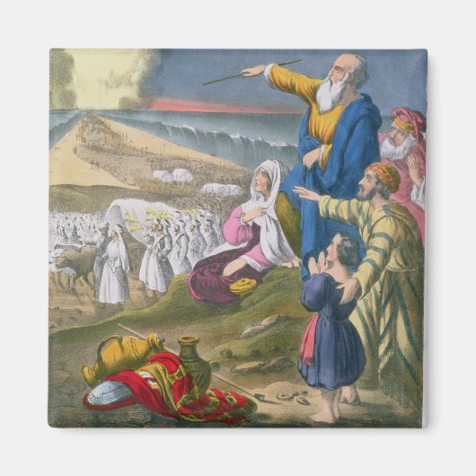 Moses Parting the Red Sea, aus einer Bibel, gedruc Magnet (Vorne)