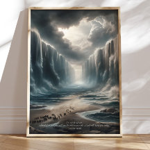 Moses Parting the Red Sea Bible Verse Art, Exodus