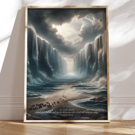 Moses Parting the Red Sea Bible Verse Art, Exodus Poster