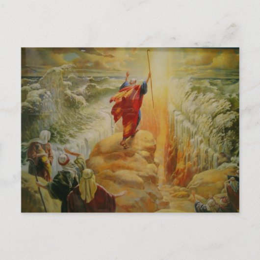 Moses parting the red sea post card. postkarte (Vorderseite)