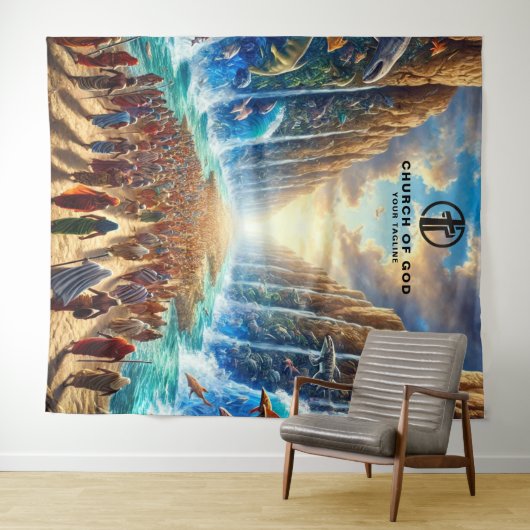 Moses parting the Seas Wandteppich (Beispiel (Horizontal))