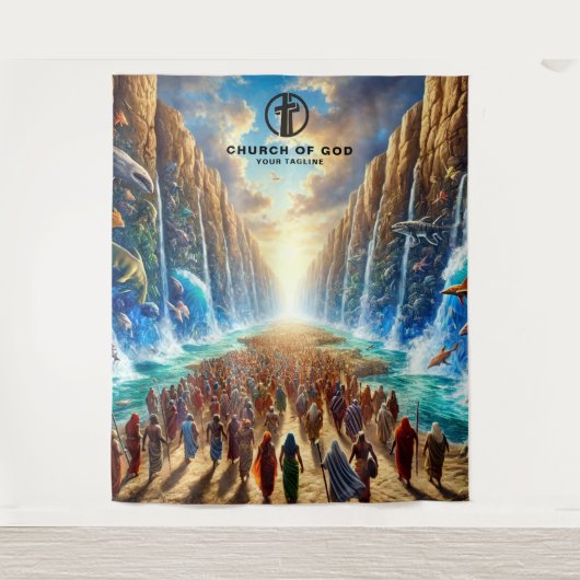 Moses parting the Seas Wandteppich (Vorderseite)