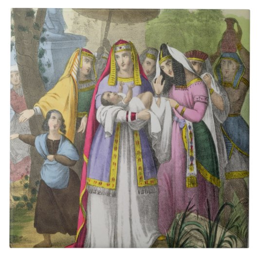 Moses rettete durch die Tochter des Pharaos, von Fliese (Vorderseite)