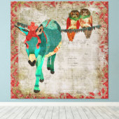 Moses Ruby Rose Owls Art Leinwand (Insitu (Holzboden))