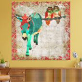 Moses Ruby Rose Owls Art Leinwand (Insitu (Wohnzimmer))