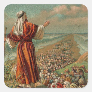 Moses teilt das Rote Meer Quadratischer Aufkleber