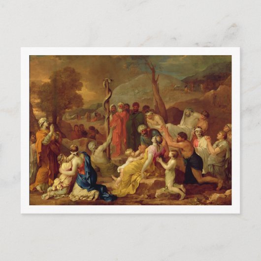 Moses und der Brazen Serpent, c.1653-54 (Öl auf ca Postkarte (Vorderseite)