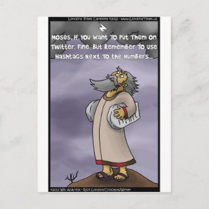 Moses und die 10 Twitter Hashtags Lustige Geschenk Postkarte