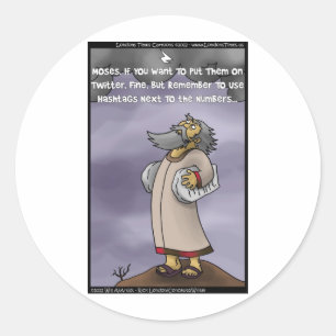 Moses und die 10 Twitter Hashtags Lustige Geschenk Runder Aufkleber