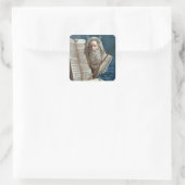 Moses und die zehn Gebote Quadratischer Aufkleber (Tasche)