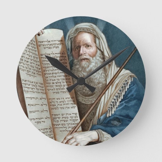 Moses und die zehn Gebote Runde Wanduhr (Vorderseite)