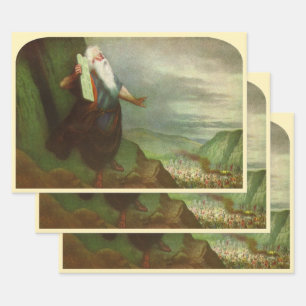 Moses und die Zehn Gebote, Vintage Religion Geschenkpapier Set