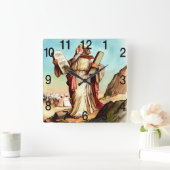 Moses with the tables of the law clock quadratische wanduhr (Zuhause)