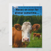 Mosey On Over Dinner Country Cow Ranch Farm Style  Einladung (Vorderseite)