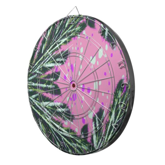 Mosiac Abstrakt Palm Blätter Terrazzo Muster Dartscheibe (Vorderseite rechts)