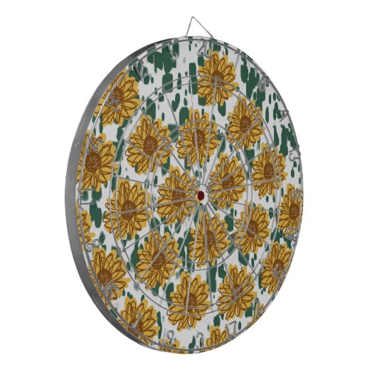 Mosiac Abstrakt Sunflowers Terrazzo Muster Dartscheibe (Vorderseite Links)