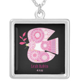 MOSIAC DOVE Baby Naming Keepake Memory Versilberte Kette