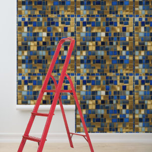 Mosiac Gold Blue Tiles Muster Peel Stick Tapete