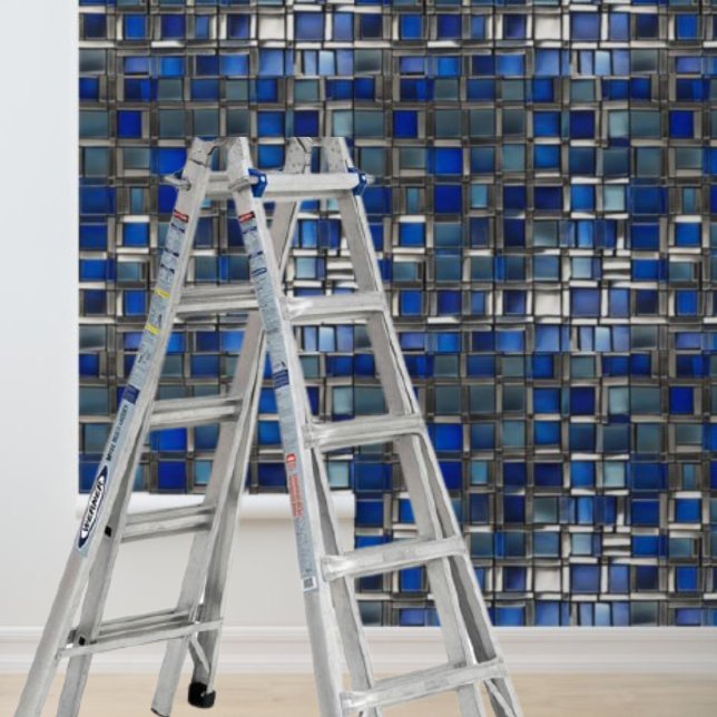 Mosiac Silver Blue Tiles Muster Peel Stick Tapete (Mosiac Silver Blue Tiles Pattern Peel Stick Wallpaper)