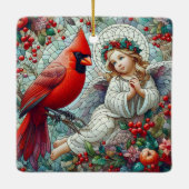 Mosiac Sytle Christmas Engel und Kardinal Keramikornament (Rückseite)
