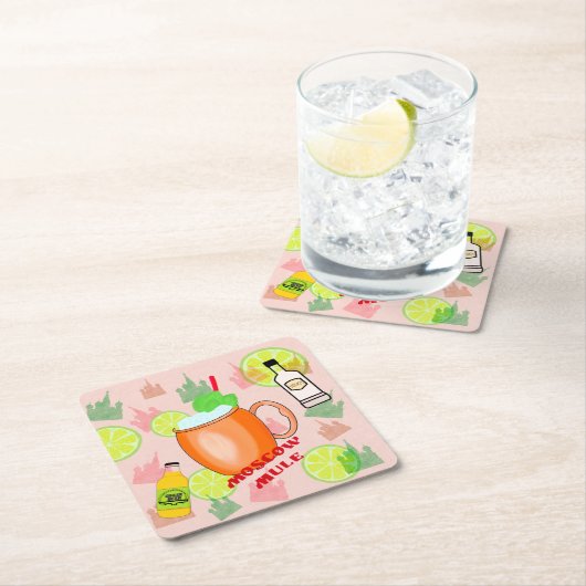 Moskau-Maultier-Cocktail Rechteckiger Pappuntersetzer (Vor Ort)