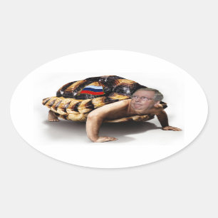 Moskau Mitch Man-Turtle Ovaler Aufkleber